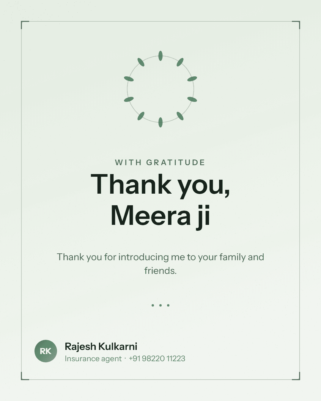 A thank-you card for a client who sent a referral